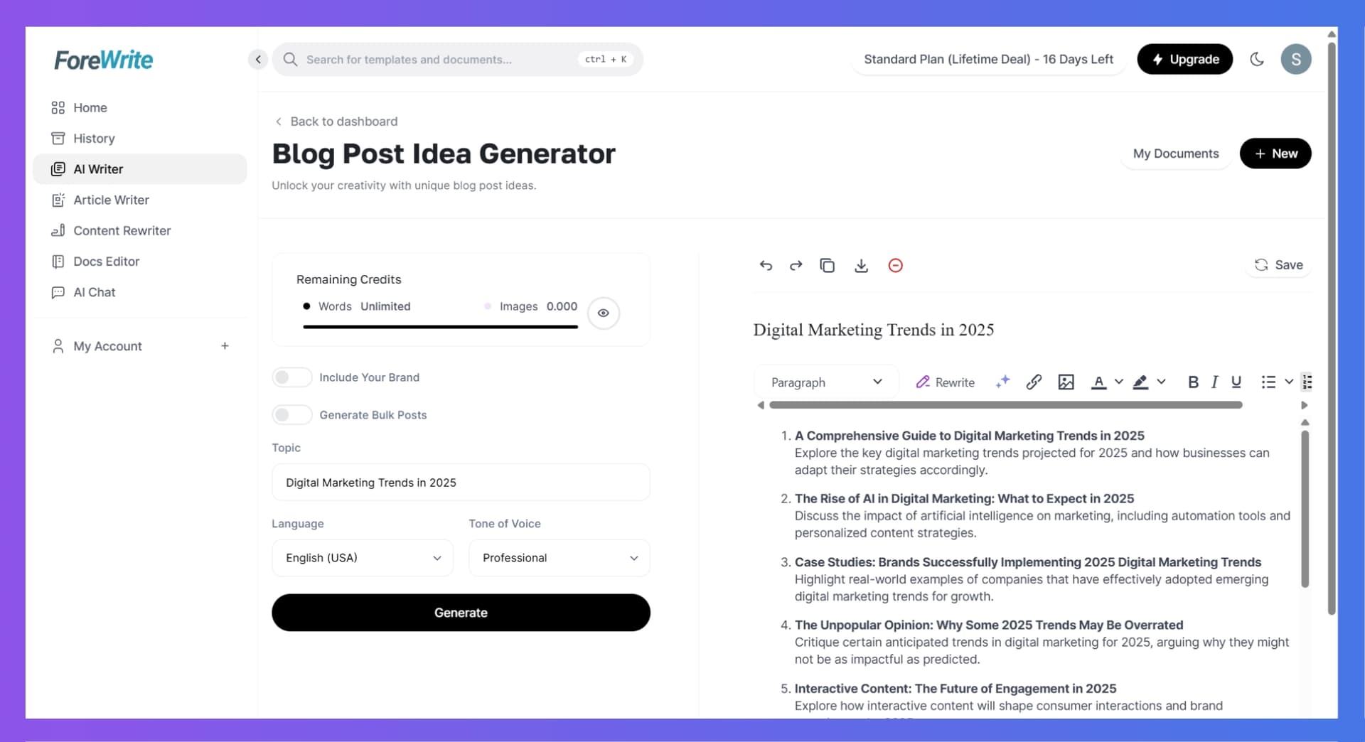Forewrite Product Details