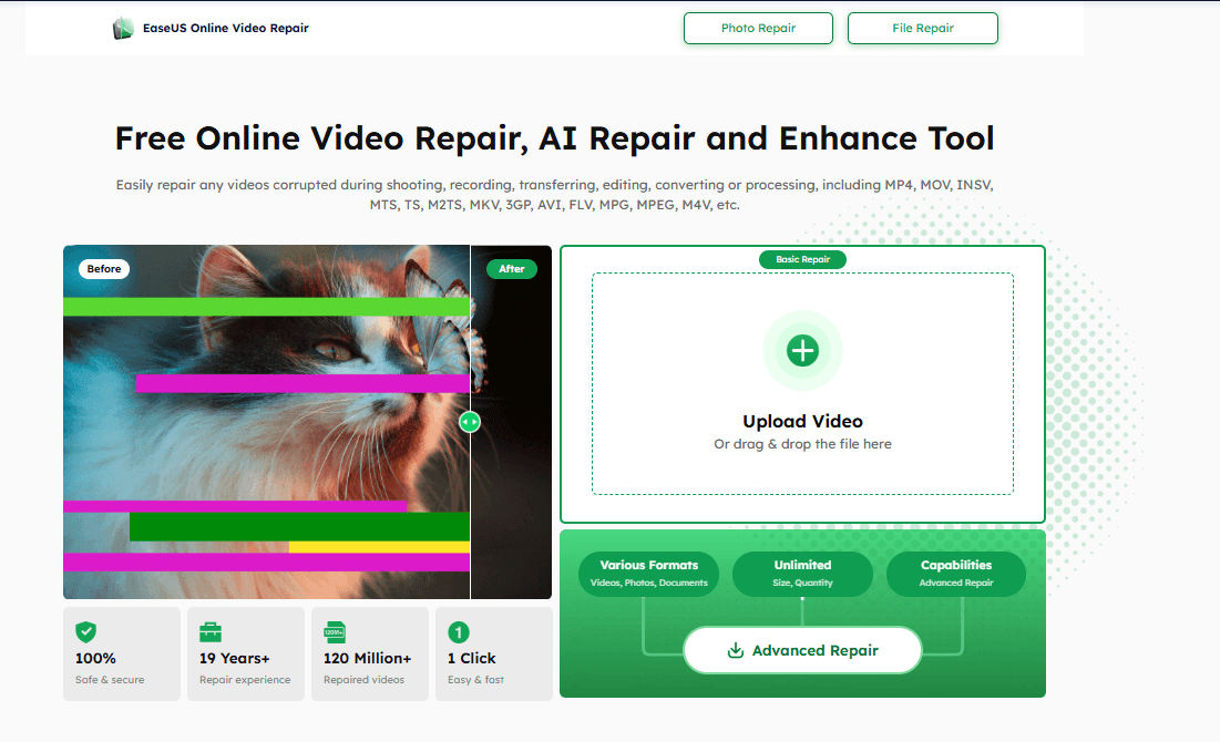 Easeus Online Video Repair Product Details