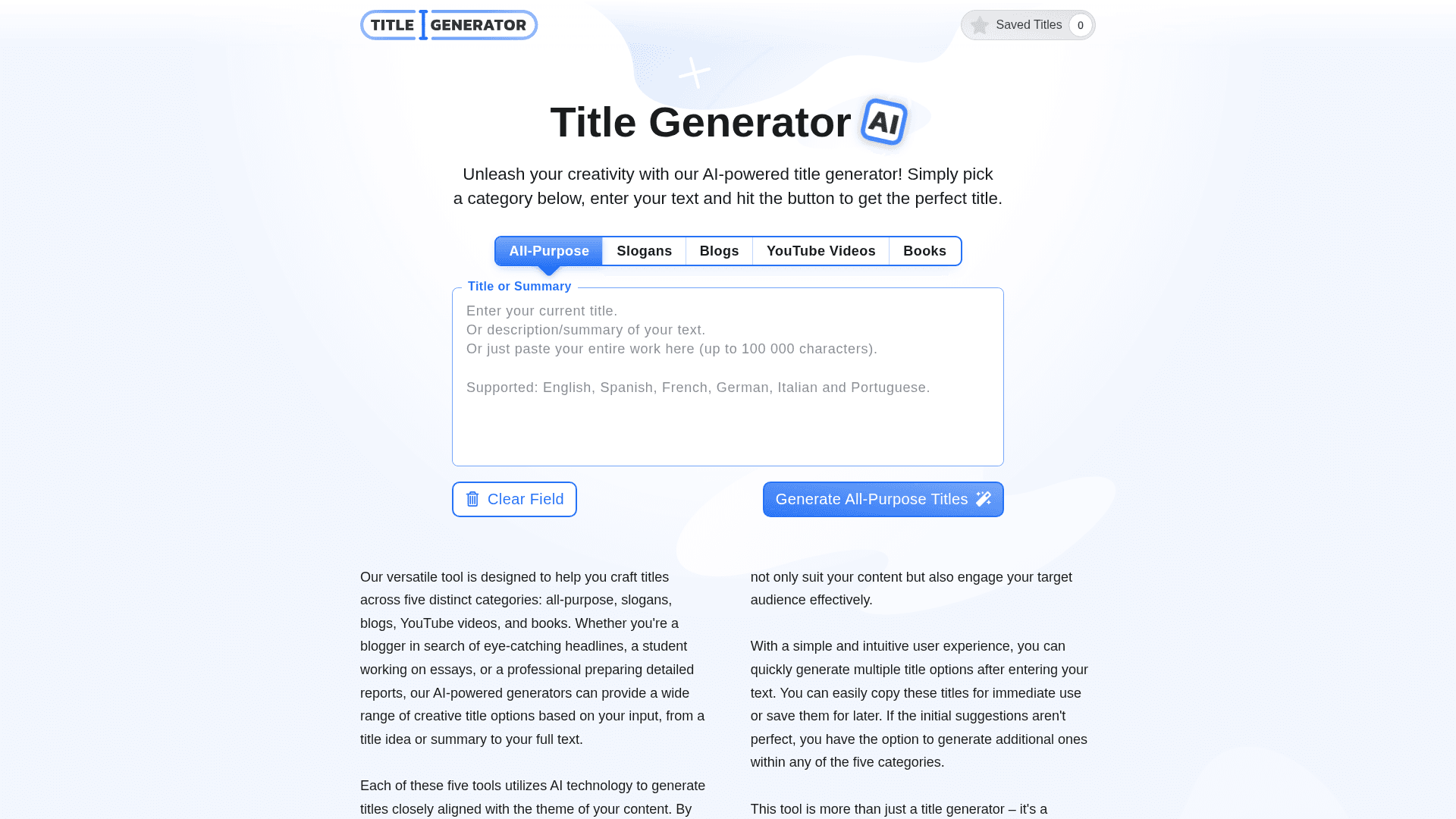 Title Generator Product Details