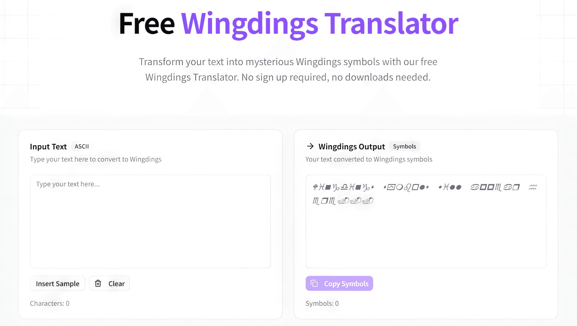 Wingdings Translator Product Details