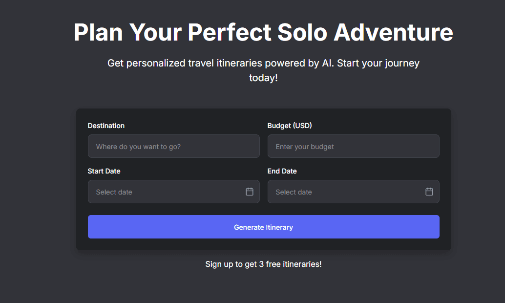 Solo Trip Planner - 1