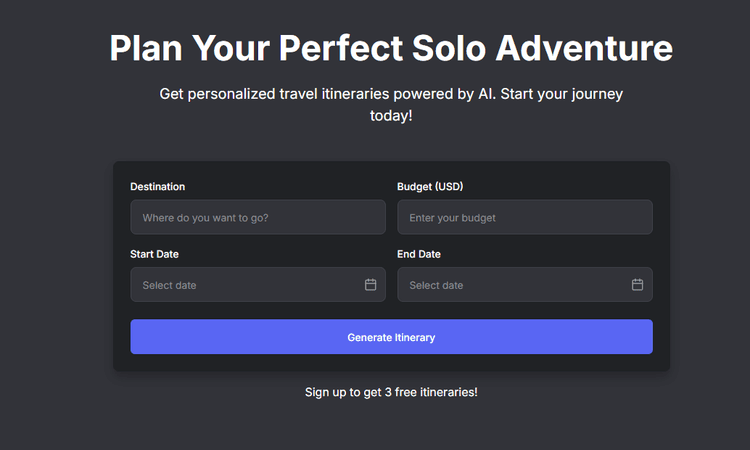Solo Trip Planner - 1