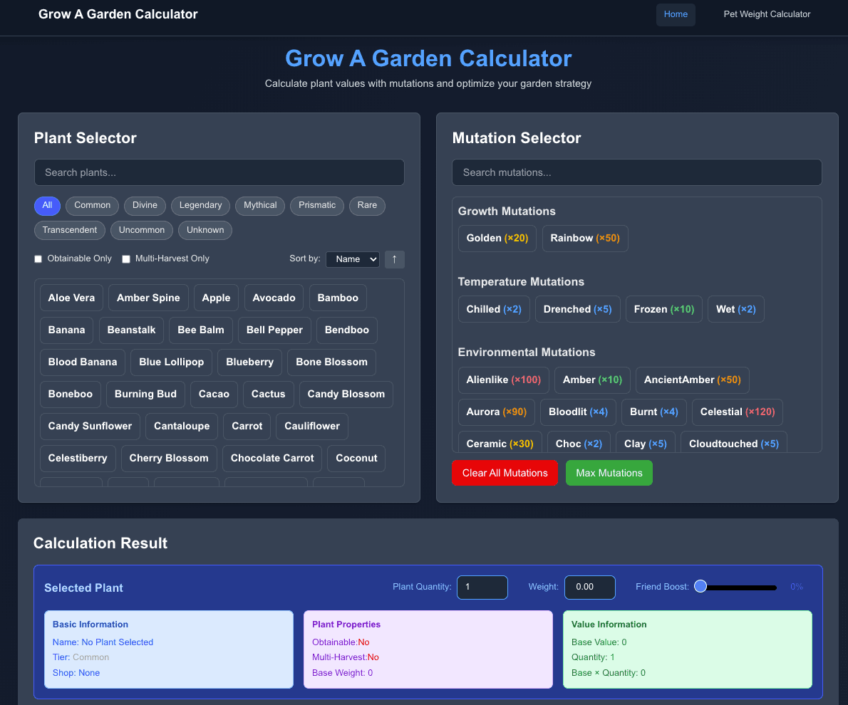 Grow A Garden Calculator - 1
