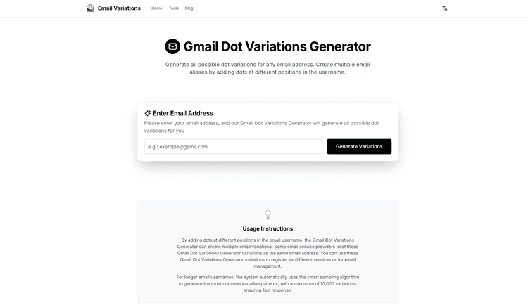 Gmail Dot Variations Generator - 1