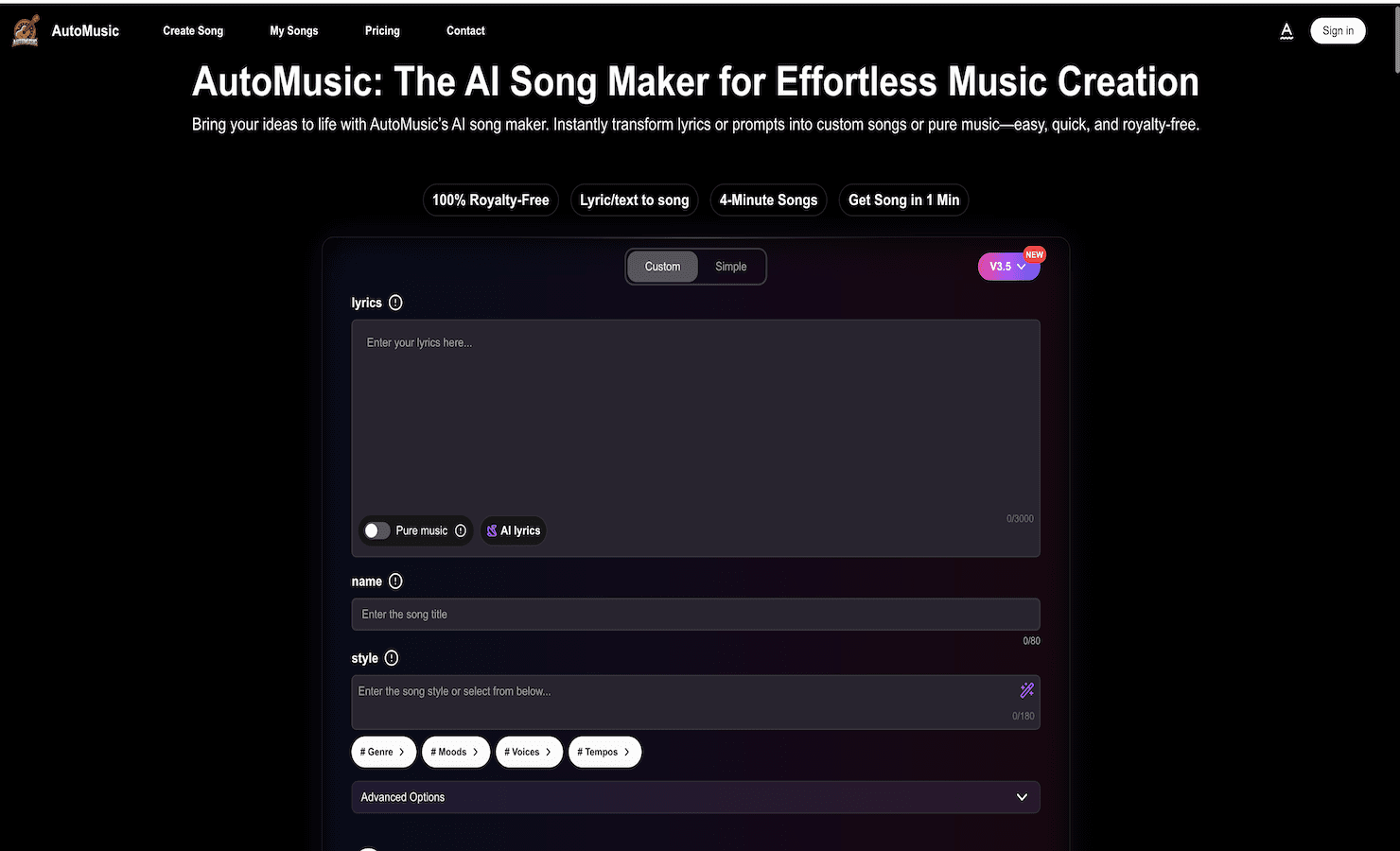 AI Song Maker Your AI Music Generator Automusic - 1