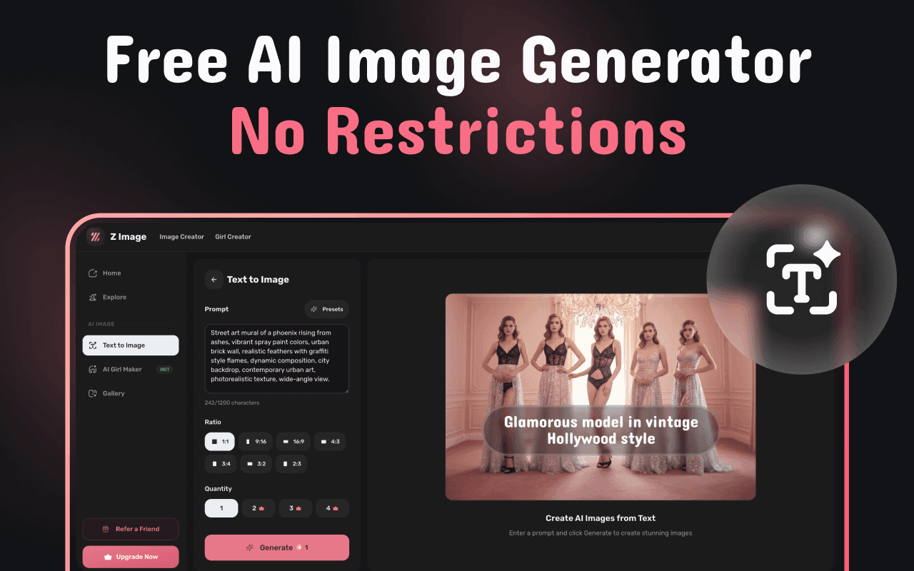 Zimage Free AI Image Generator No Restrictions - 1